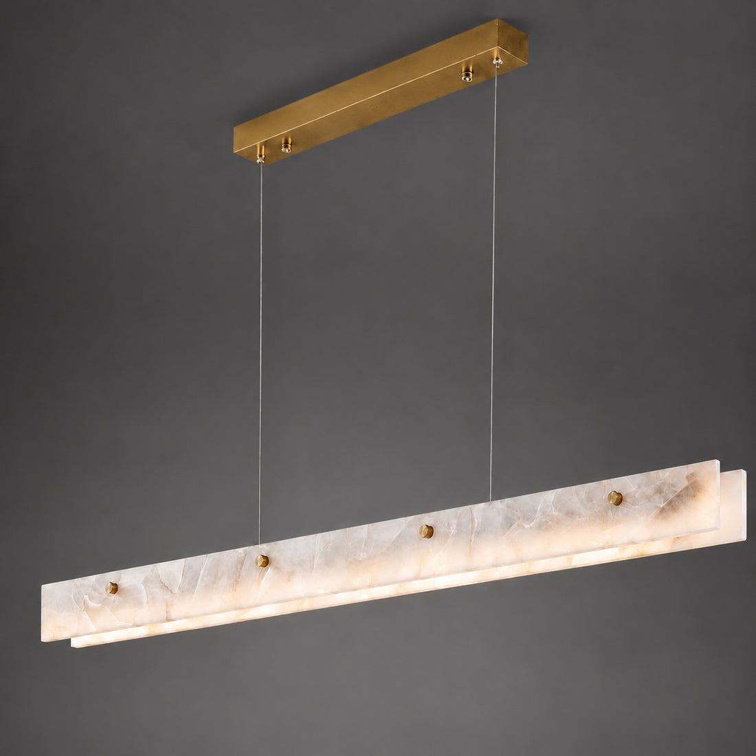 Modern Pendant Light Adjustable Hanging Stainless Steel and Marble LED Fixture for Kitchen Island
