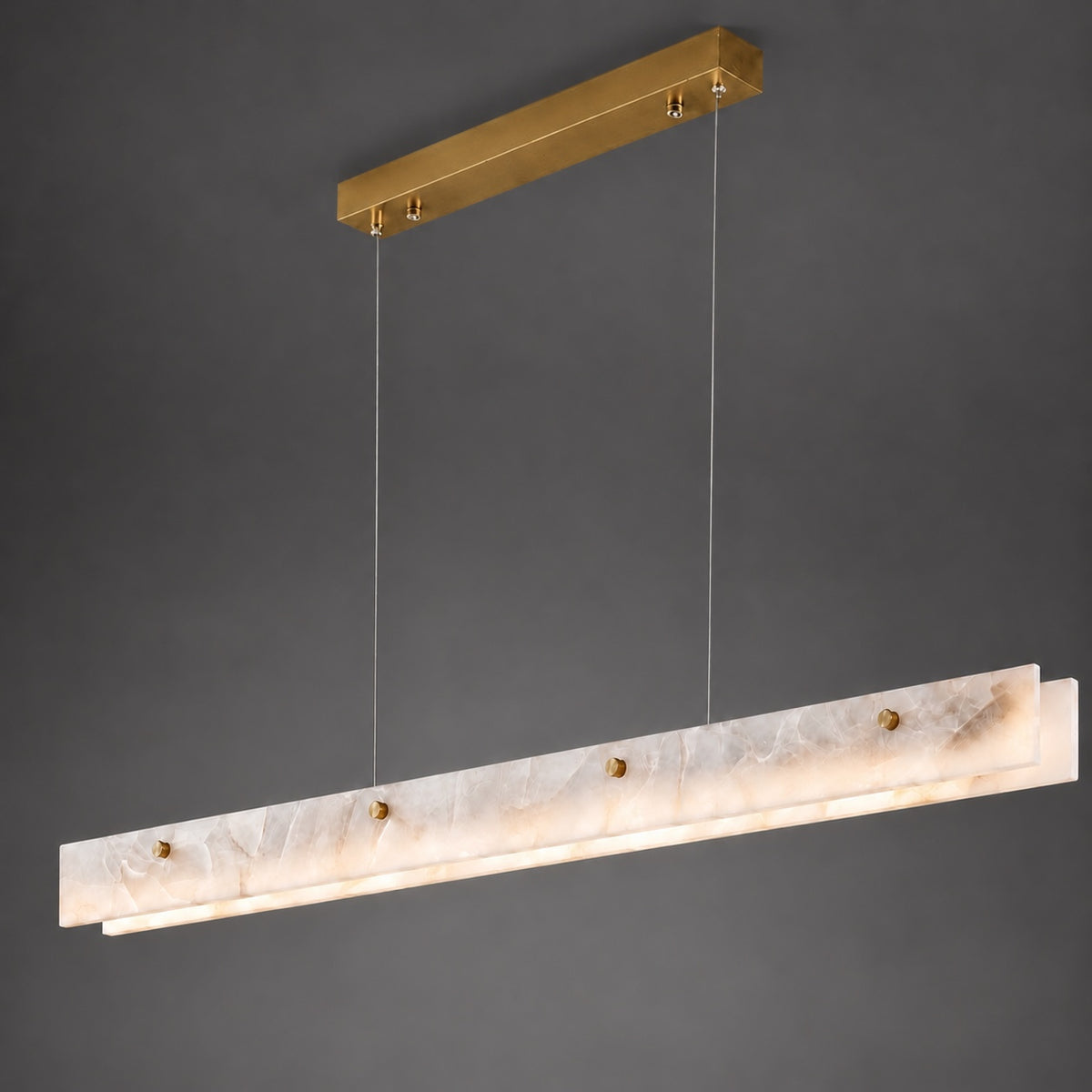 Modern Pendant Light Adjustable Hanging Stainless Steel and Marble LED Fixture for Kitchen Island