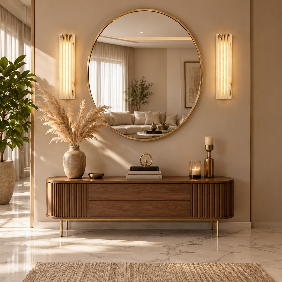 Modern Wall Light Wall Mounted Metal Alabaster Shade Dimmable LED for Contemporary Spaces