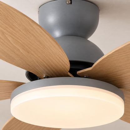 Modern Flush Mount Ceiling Fan with Lights Integrated LED Whisper-Quiet DC Motor