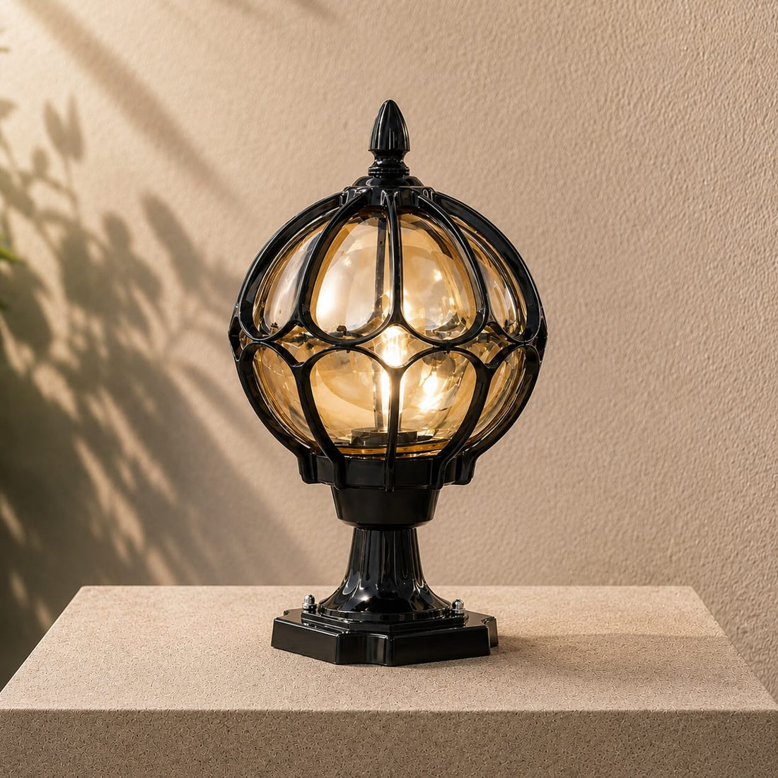 Modern Outdoor Pillar Light Wall Mounted Aluminum Base Clear Glass Shade IP65 Rated Adjustable Size