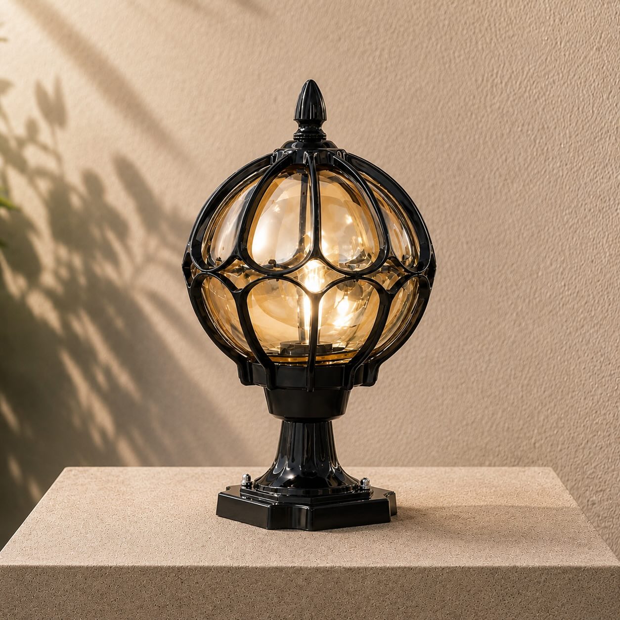 Modern Outdoor Pillar Light Wall Mounted Aluminum Base Clear Glass Shade IP65 Rated Adjustable Size