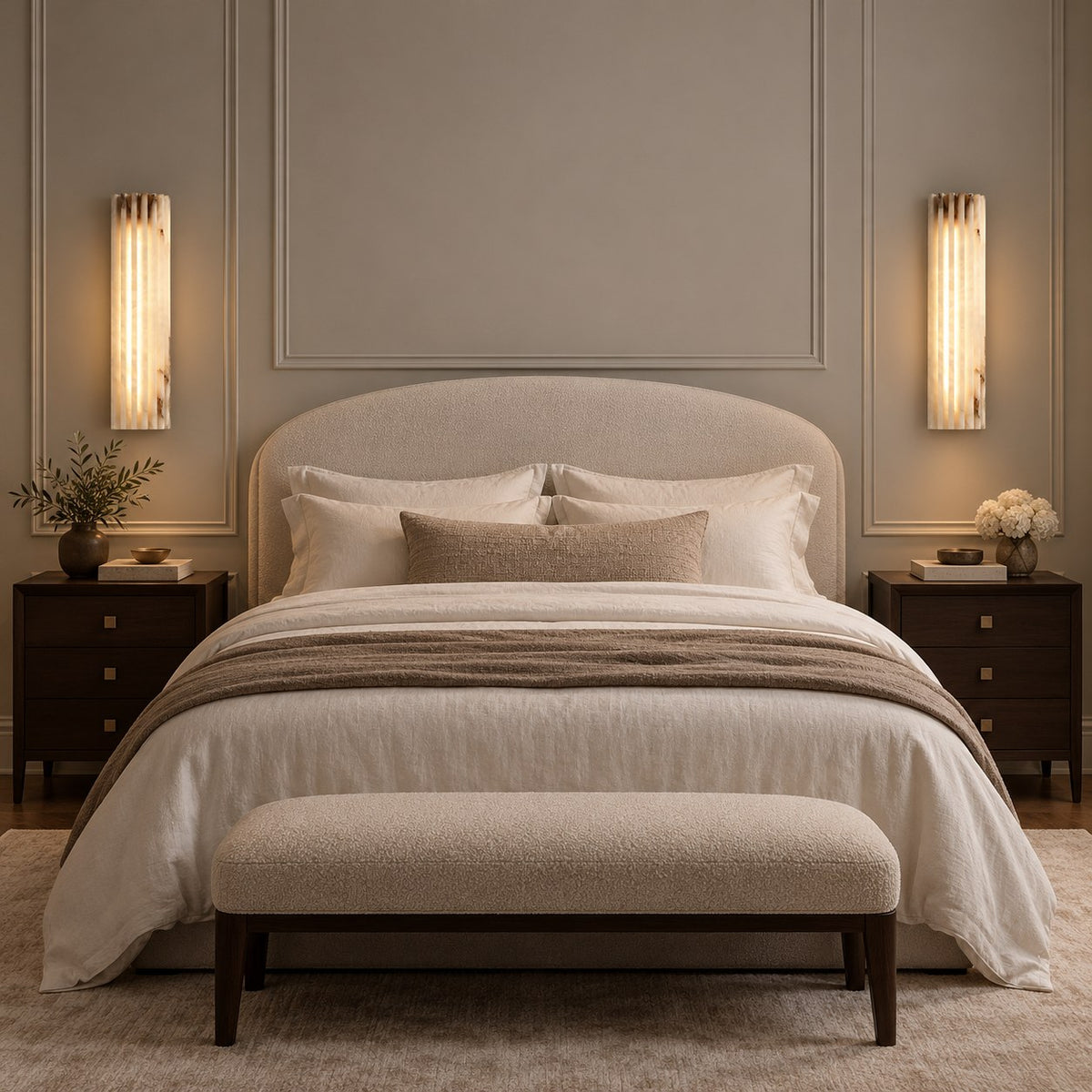 Modern Wall Light Wall Mounted Metal Alabaster Shade Dimmable LED for Contemporary Spaces