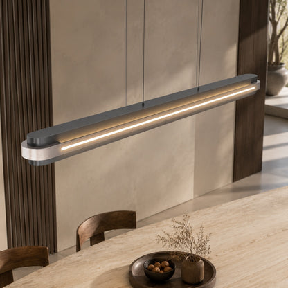 Modern Linear Pendant Lamp Adjustable Hanging Metal LED Ceiling Light Dimmable for Kitchen Dining Room