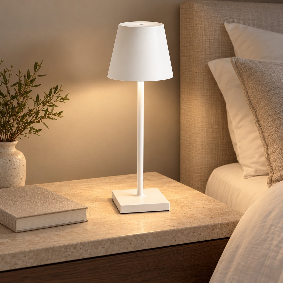 Modern Cordless Table Lamp Adjustable Brightness Rechargeable Battery LED Design for Home Office