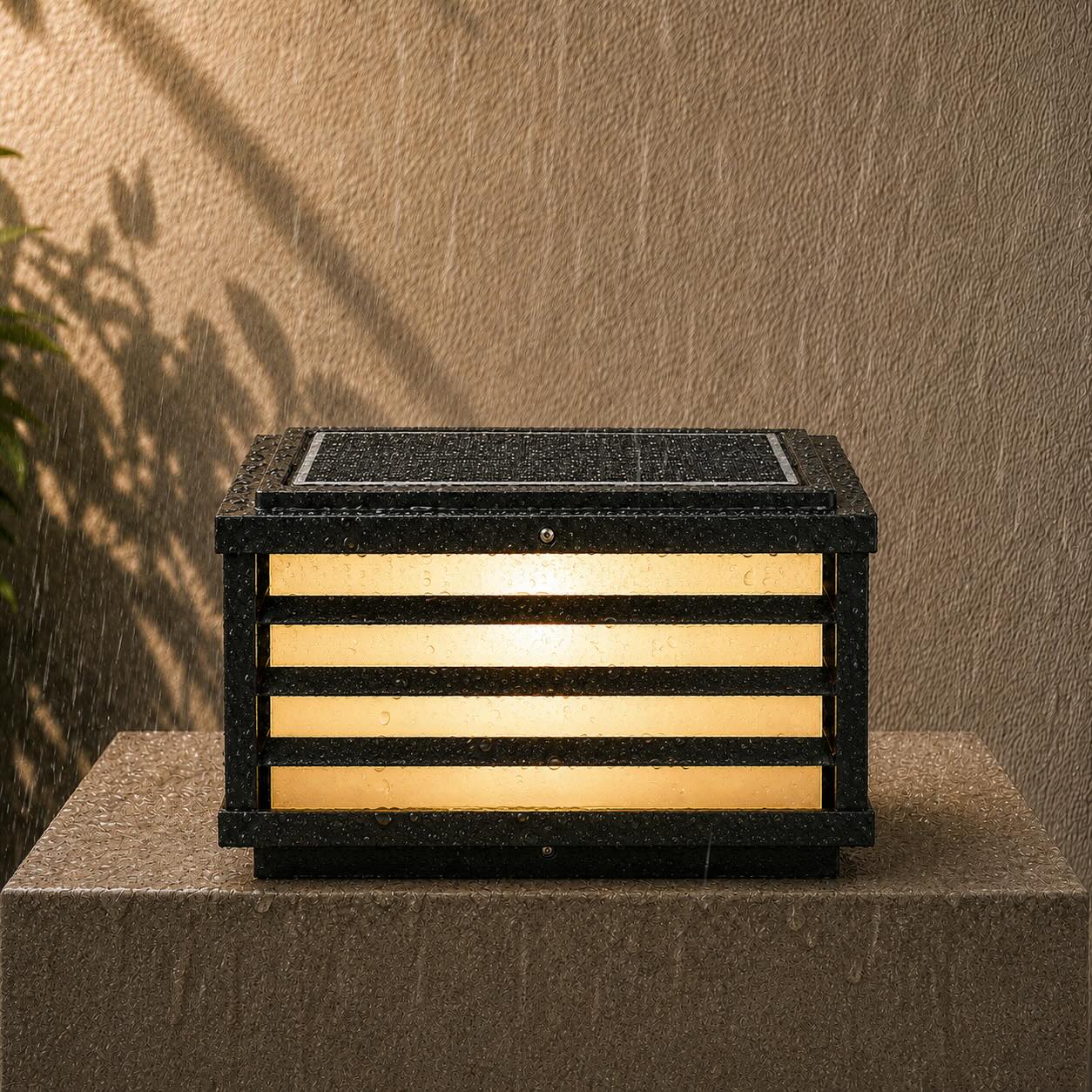 Modern Outdoor Wall Light Solar Die-Cast Aluminum Adjustable LED with Glass Shade
