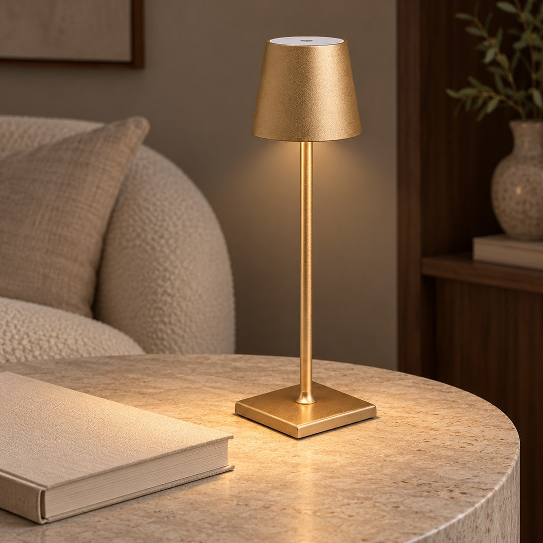 Modern Cordless Table Lamp Adjustable Brightness Rechargeable Battery LED Design for Home Office