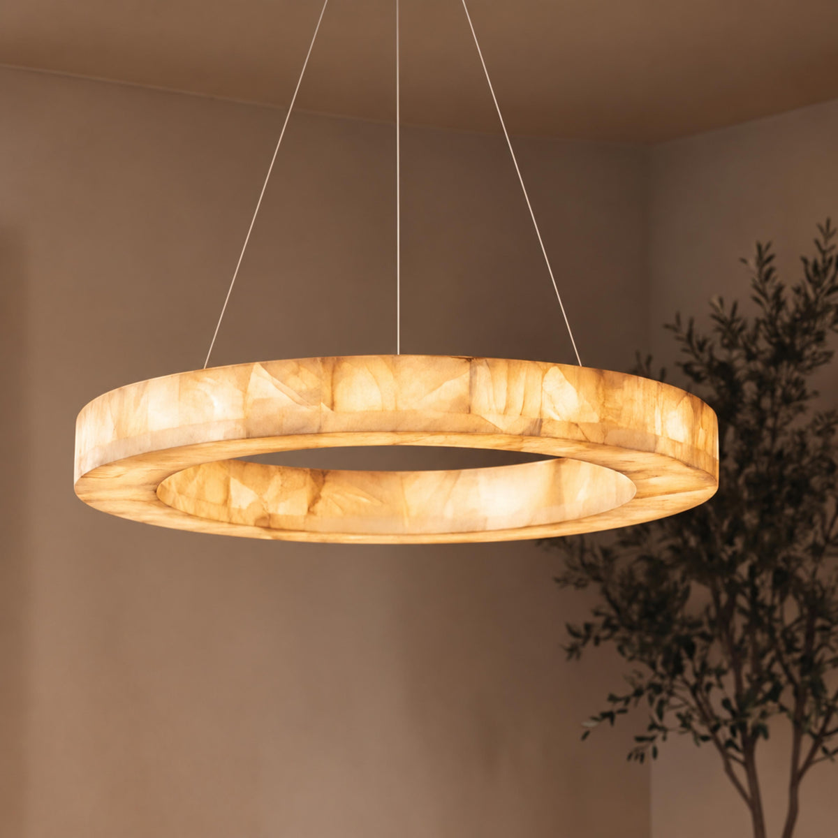 Modern Designer Chandelier Adjustable Gold Hanging Light Fixtures Alabaster LED for Dining Room