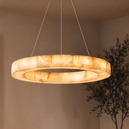 Modern Designer Chandelier Adjustable Gold Hanging Light Fixtures Alabaster LED for Dining Room