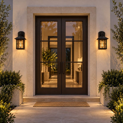 Classic Black Outdoor Wall Lantern IP65 Rated Aluminum Sconce with Glass Shade E26/E27 Socket