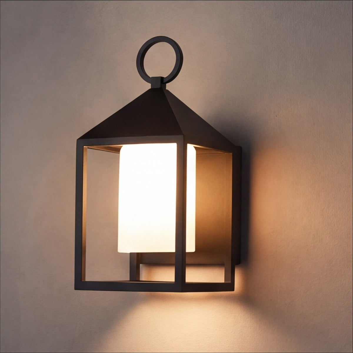 Modern Rustic Outdoor Wall Light Rectangular Lantern Die-Cast Aluminum LED 3000K Waterproof