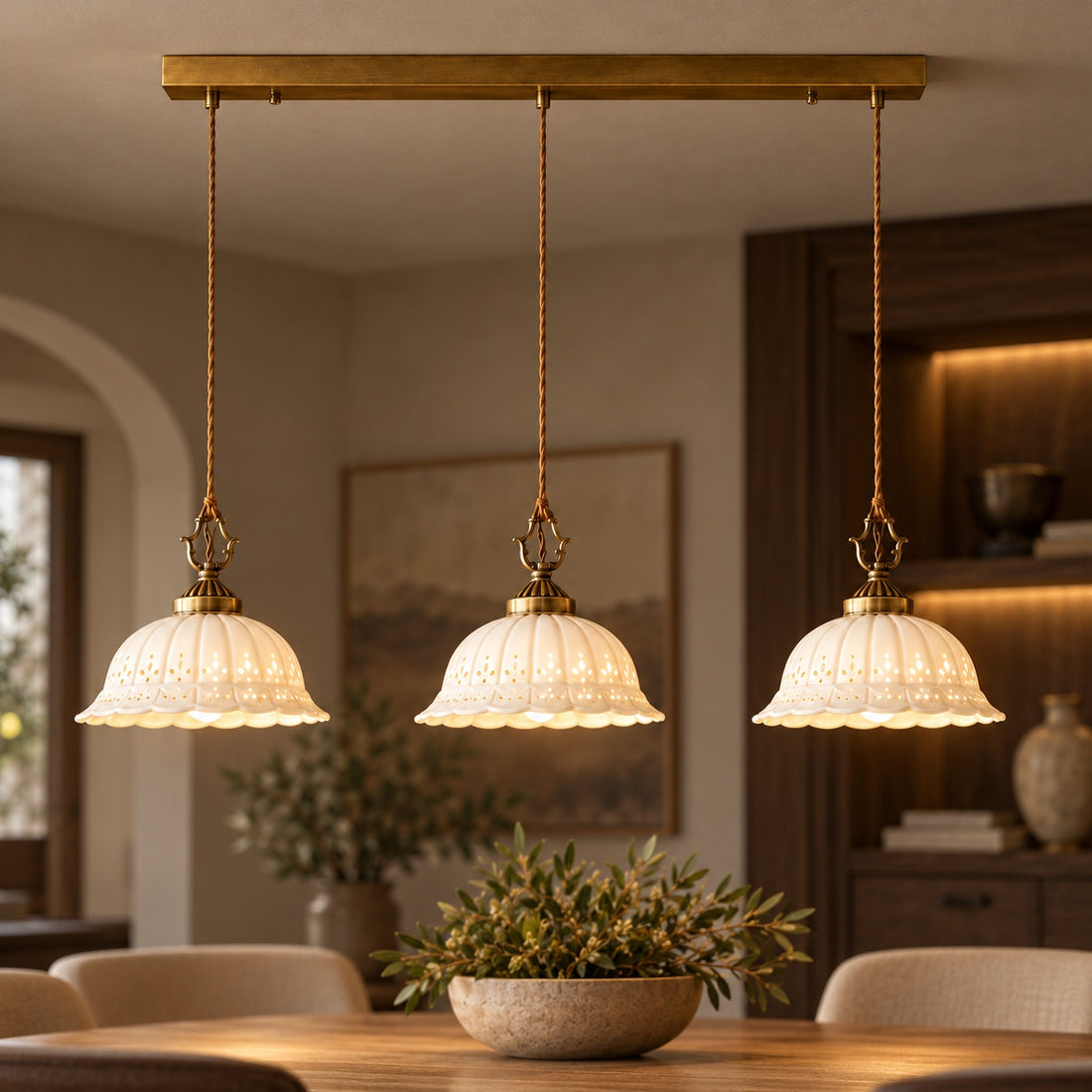 Modern Black Pendant Lighting Hanging Metal Fixture with Adjustable LED for Kitchen Island