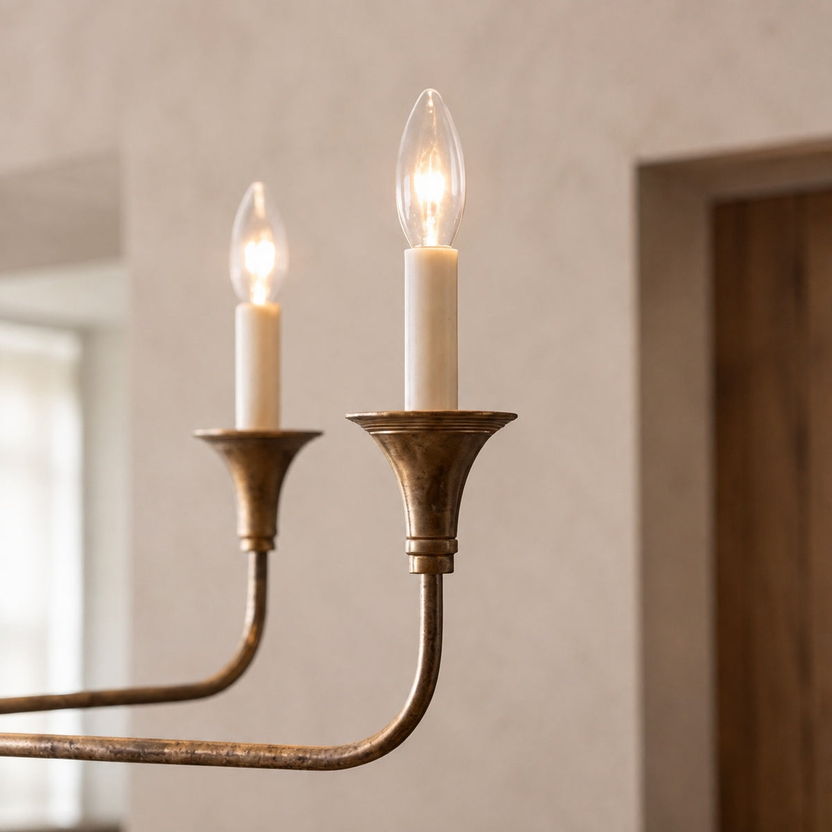 Modern Chandelier 5-Head Adjustable Flush Mount Brass E14 Candelabra Bulbs Exposed Design