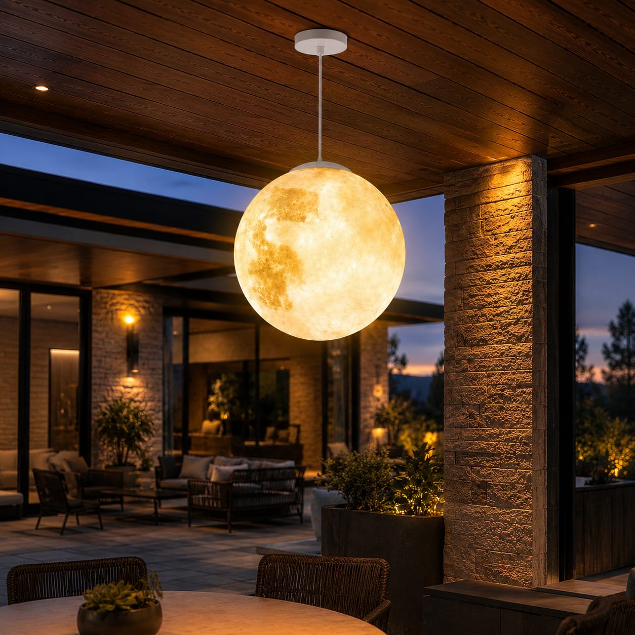 Modern Outdoor Hanging Light Resin and Fiberglass with Warm White LED and IP65 Waterproof Rating