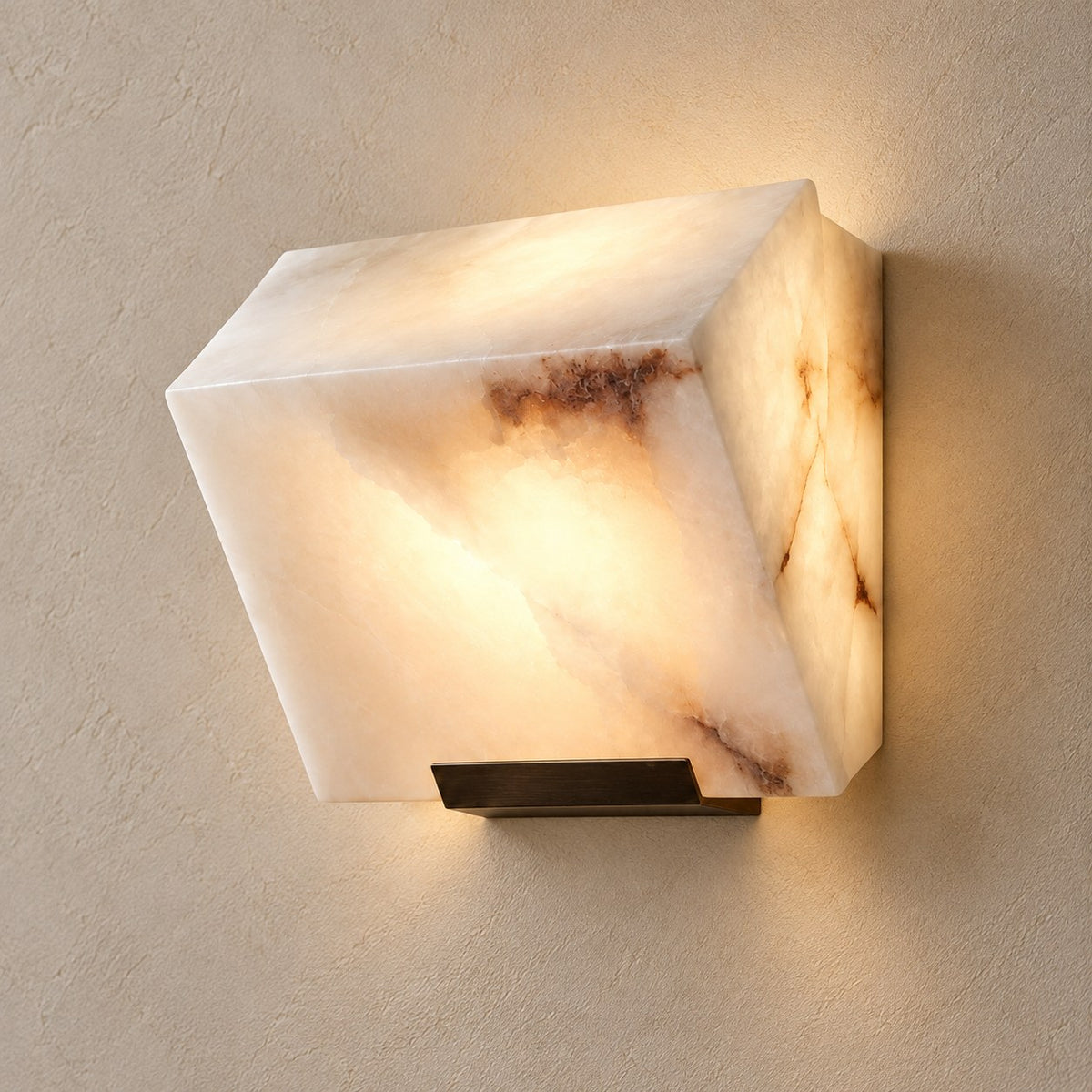 Modern Wall Light Wall Mounted Metal Frame Alabaster Shade LED for Staircase Illumination