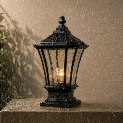 Elegant Solar Outdoor Post Light Octagonal Glass Shade Aluminum Waterproof LED 5W