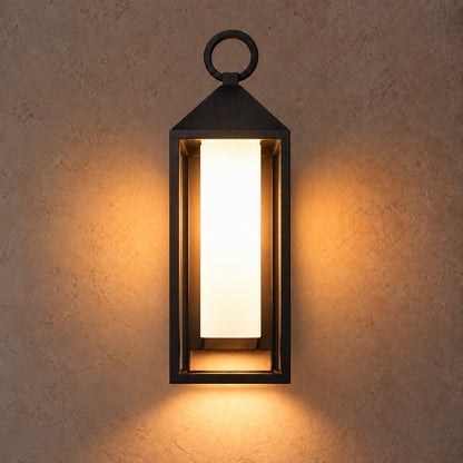 Modern Rustic Outdoor Wall Light Rectangular Lantern Die-Cast Aluminum LED 3000K Waterproof