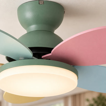Modern Flush Mount Ceiling Fan with Lights Integrated LED Whisper-Quiet DC Motor