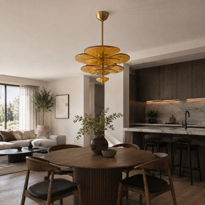 Modern Glass Chandelier with Lotus Leaf Design Ceiling Mounted Elegant Indoor Lighting