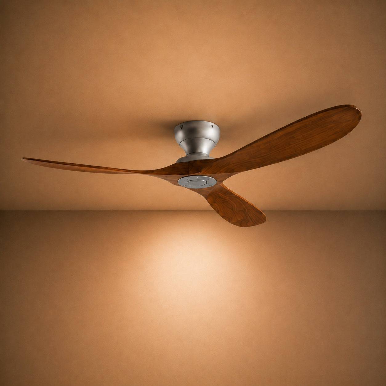 Modern Ceiling Fan with Wood Blades Flush Mount Quiet DC Motor 6-Speed Reversible Airflow