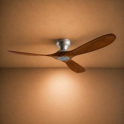 Modern Ceiling Fan with Wood Blades Flush Mount Quiet DC Motor 6-Speed Reversible Airflow