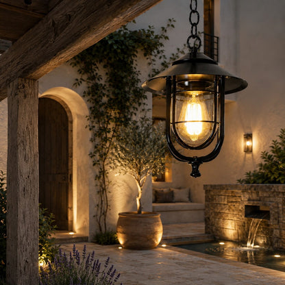 Vintage Rustic Outdoor Hanging Pendant Light Adjustable Die-Cast Aluminum LED Waterproof