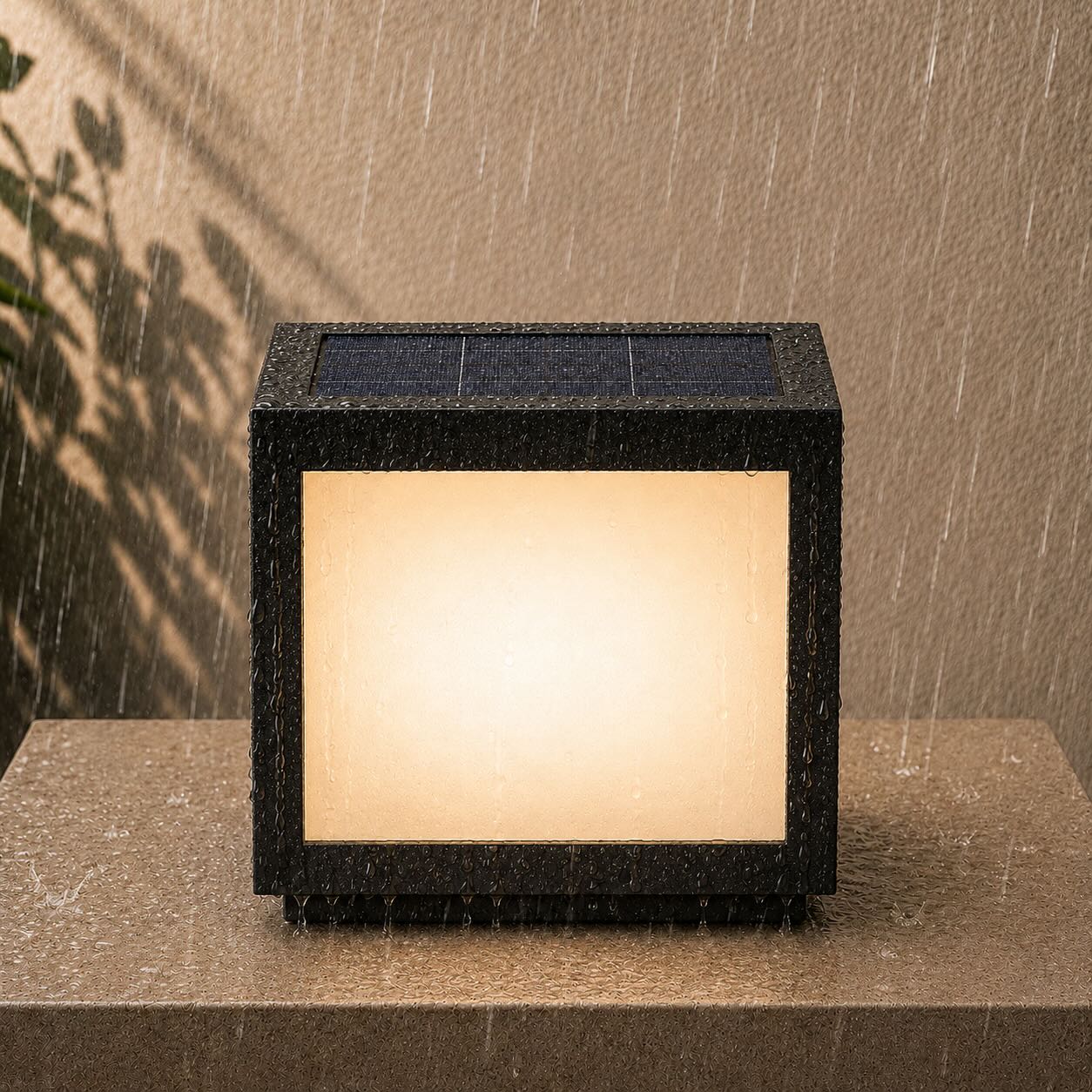 Solar Outdoor Wall Light Modern Square Stainless Steel LED Fixture with Dimmable Function