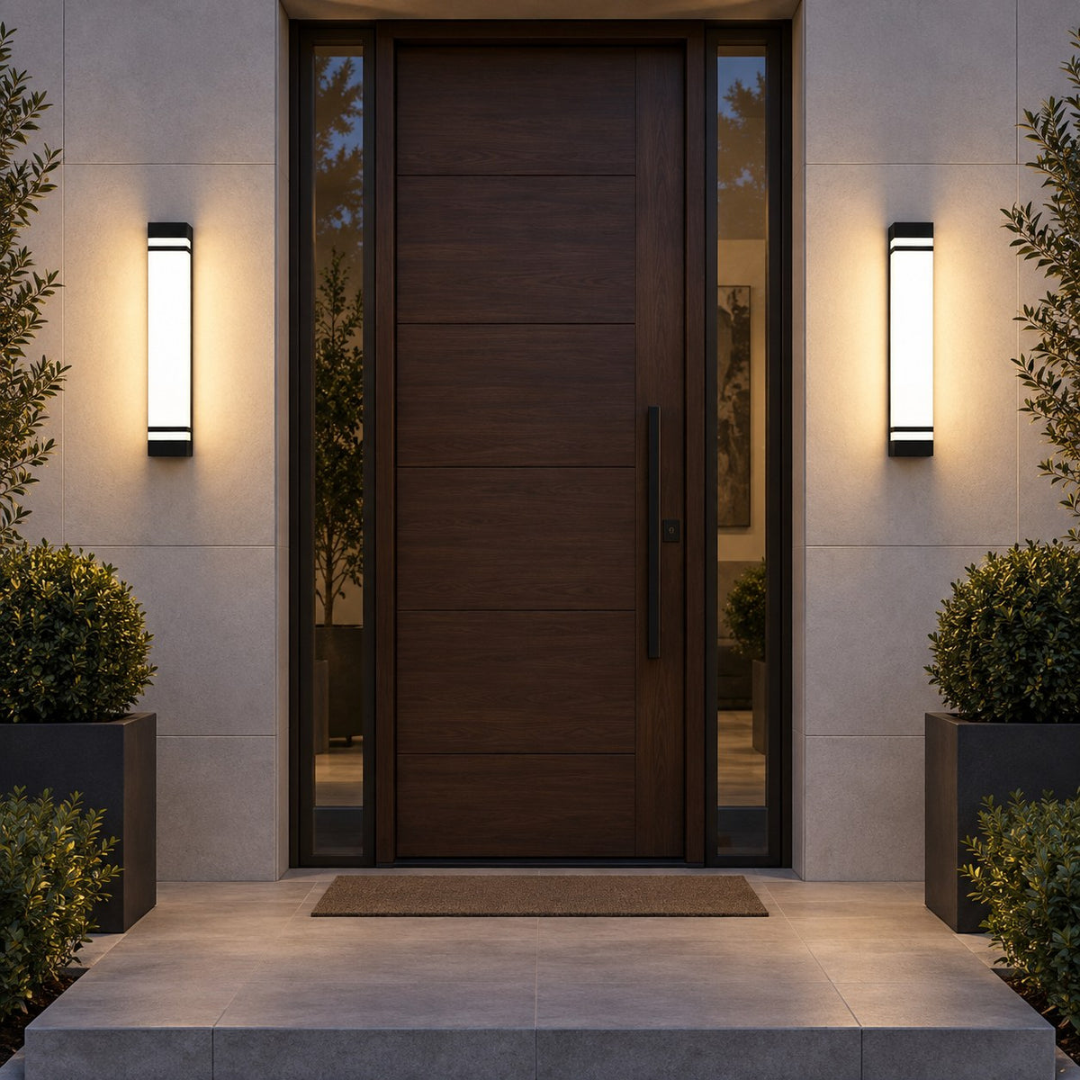 Modern Outdoor Wall Light Waterproof Black Stainless Steel LED Fixture Adjustable Color Temperature
