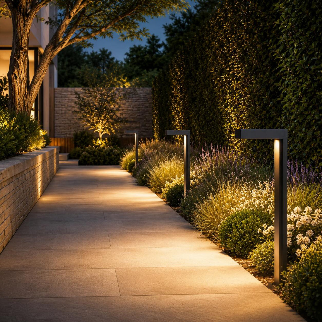 Solar Outdoor Lights Modern Landscape Light Adjustable Height Aluminum Glass LED IP65