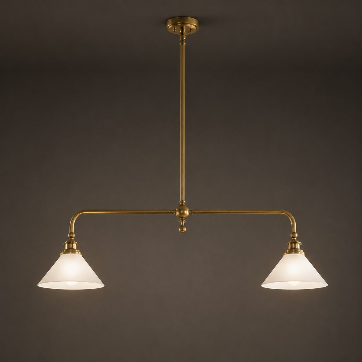 Modern Black Pendant Light Adjustable Height Glass Shade LED Hanging Fixture