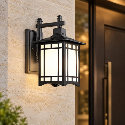 Modern Outdoor Wall Lantern Wall Mounted Die-Cast Aluminum Glass LED Light with Solar and Hardwired Options