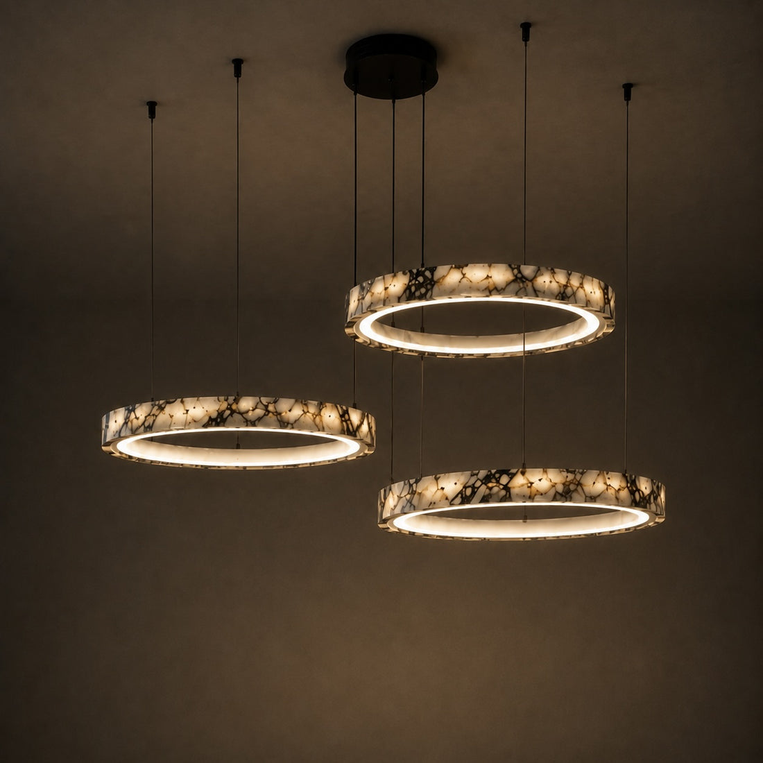 Modern Chandelier Pendant Light Adjustable Natural Marble Integrated LED Illumination 79
