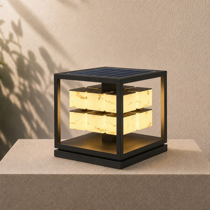 Solar Powered Modern Square Outdoor Deck Light Waterproof Stainless Steel LED Garden Fixture