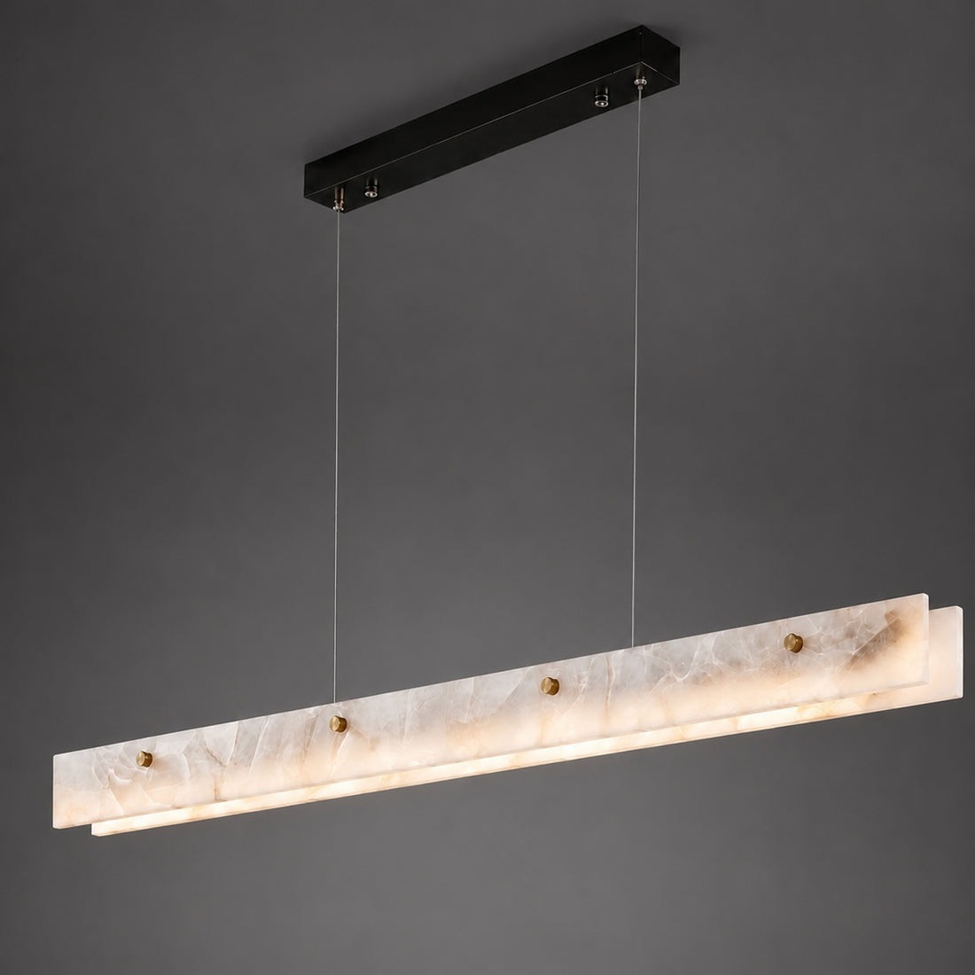 Modern Pendant Light Adjustable Hanging Stainless Steel and Marble LED Fixture for Kitchen Island