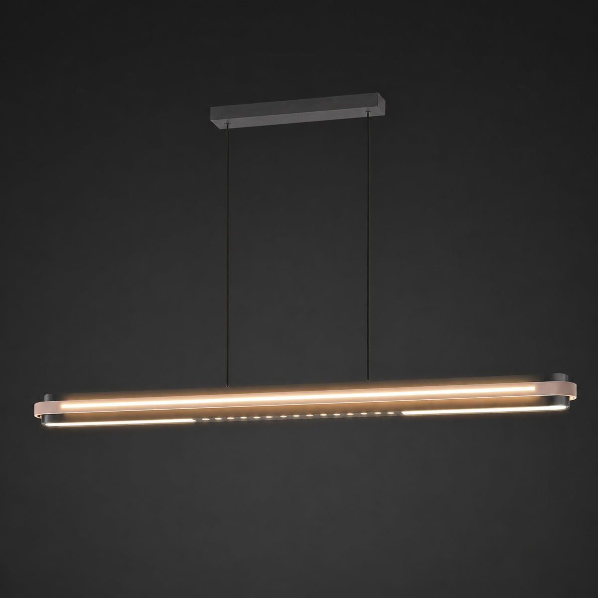 Modern Linear Pendant Lamp Adjustable Hanging Metal LED Ceiling Light Dimmable for Kitchen Dining Room