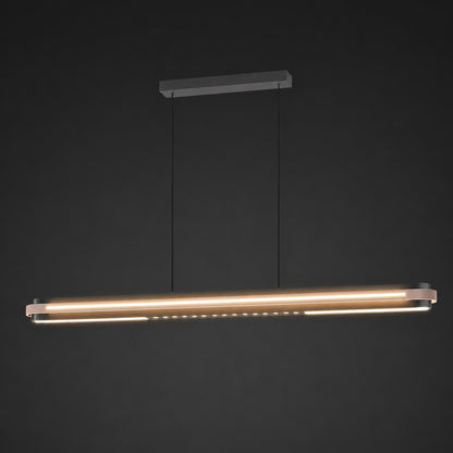 Modern Linear Pendant Lamp Adjustable Hanging Metal LED Ceiling Light Dimmable for Kitchen Dining Room