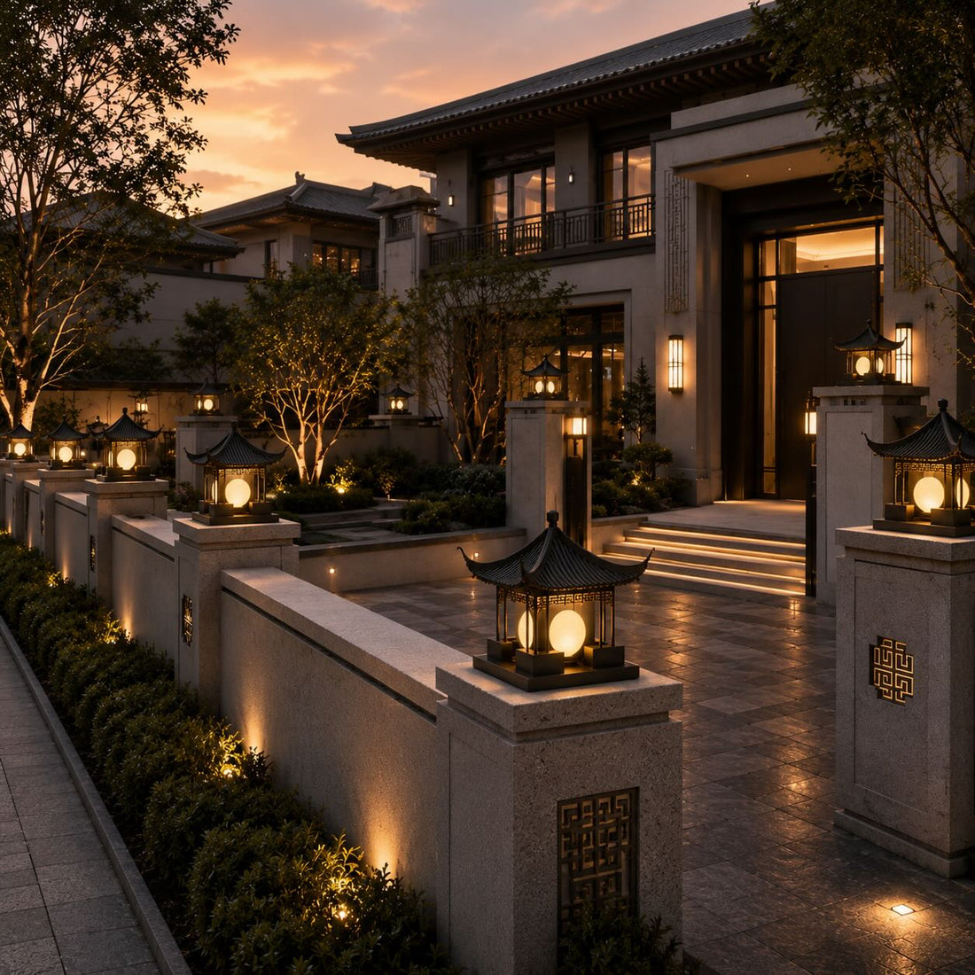 Modern Outdoor Pillar Lamp Waterproof Hardwired Design for Garden Pathway Lighting