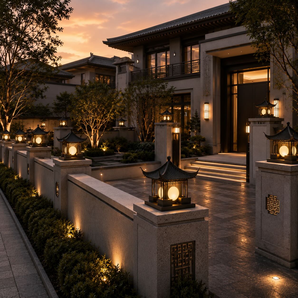 Modern Outdoor Pillar Lamp Waterproof Hardwired Design for Garden Pathway Lighting