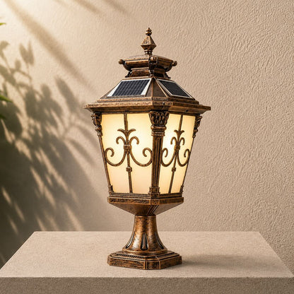 Solar Outdoor Fence Post Light Modern Victorian Design Die-Cast Aluminum Warm White LED
