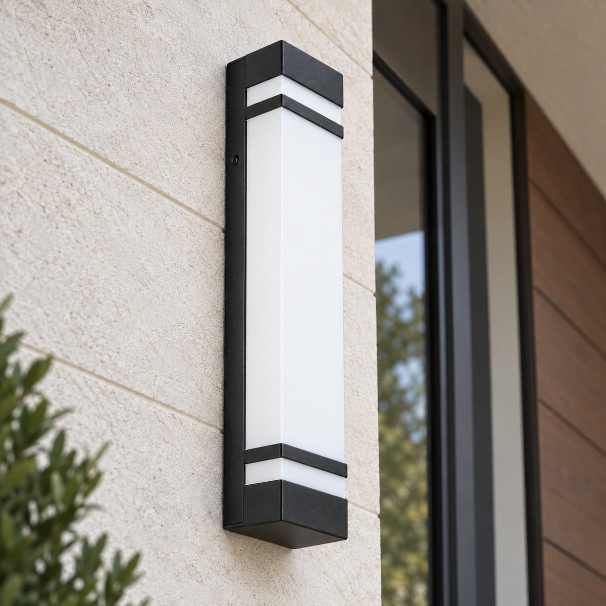 Modern Outdoor Wall Light Waterproof Black Stainless Steel LED Fixture Adjustable Color Temperature