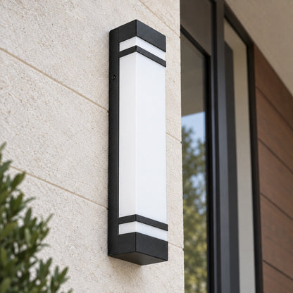 Modern Outdoor Wall Light Waterproof Black Stainless Steel LED Fixture Adjustable Color Temperature