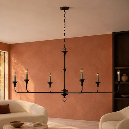 Modern Chandelier 5-Head Adjustable Flush Mount Brass E14 Candelabra Bulbs Exposed Design