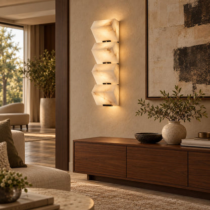 Modern Wall Light Wall Mounted Metal Frame Alabaster Shade LED for Staircase Illumination