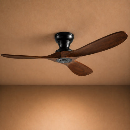 Modern Ceiling Fan with Wood Blades Flush Mount Quiet DC Motor 6-Speed Reversible Airflow