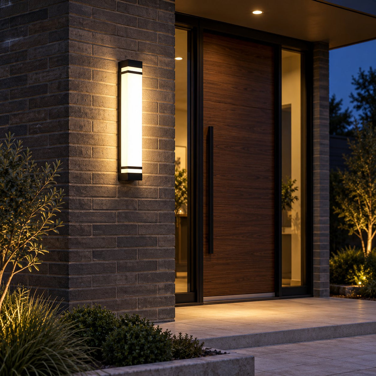 Modern Outdoor Wall Light Waterproof Black Stainless Steel LED Fixture Adjustable Color Temperature
