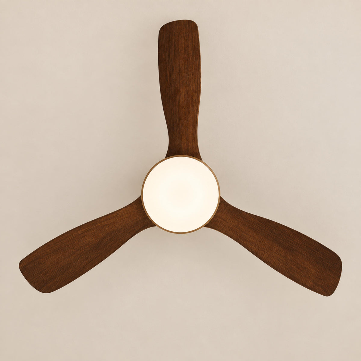 Modern Flush Mount Ceiling Fan with Integrated LED Lights Wooden Blades 6-Speed Control