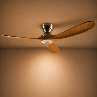 Modern Ceiling Fan with Wood Blades Flush Mount Quiet DC Motor 6-Speed Reversible Airflow