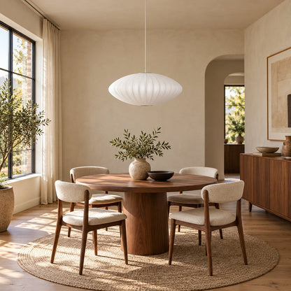Modern Pendant Lighting Adjustable Height Steel Wireframe Silk Shade Dimmable Light