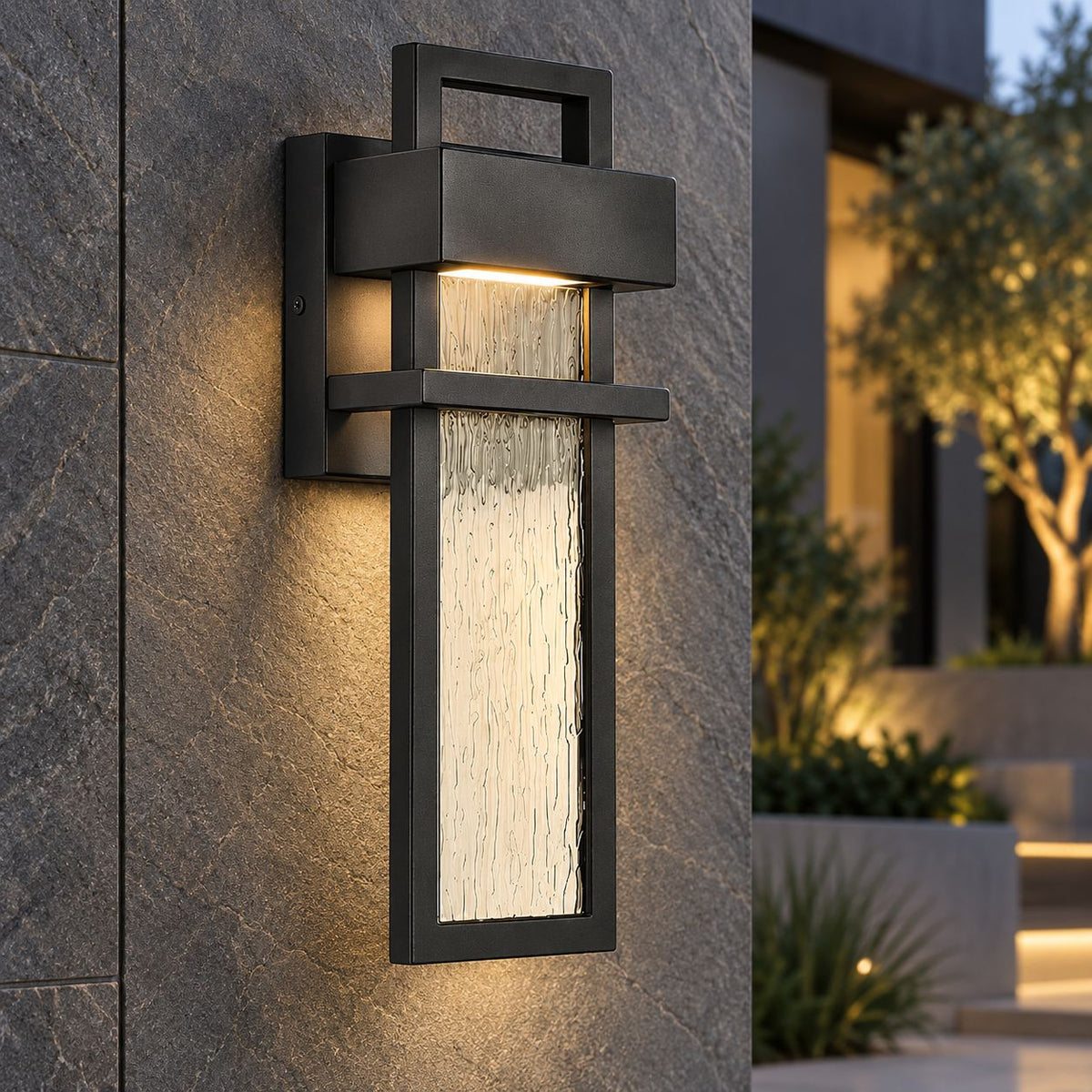 Modern Black Outdoor Wall Light Wall Mounted Aluminum 12W LED Waterproof for Exterior Use