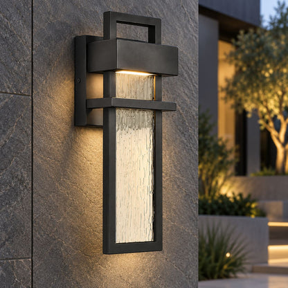 Modern Black Outdoor Wall Light Wall Mounted Aluminum 12W LED Waterproof for Exterior Use